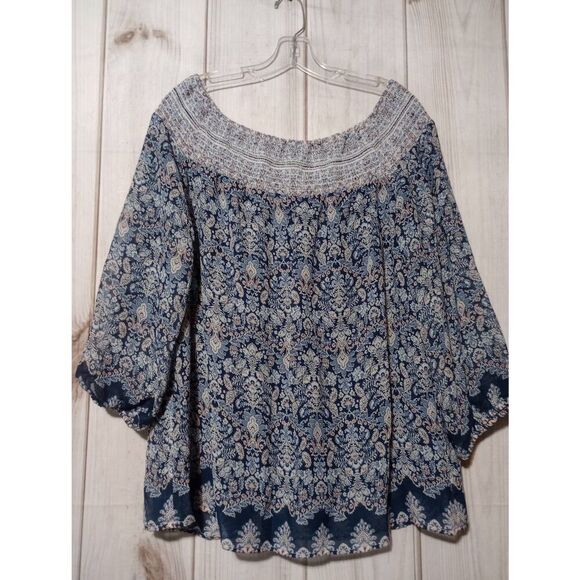 2 for 30 B Design Shirt Ladies Extra Large Blue Semi Sheer Sleeves - Picture 1 of 9